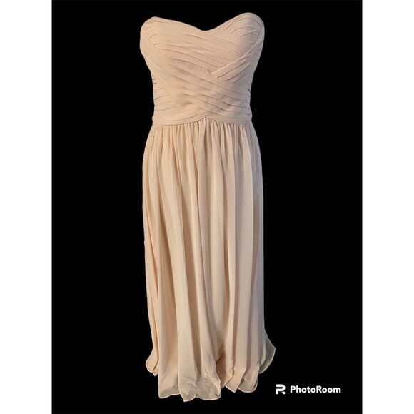 Vintage Cindy Usa Romantic Blush Pink Chiffon Strapless Prom Or Formal Dress XS - Picture 1 of 10